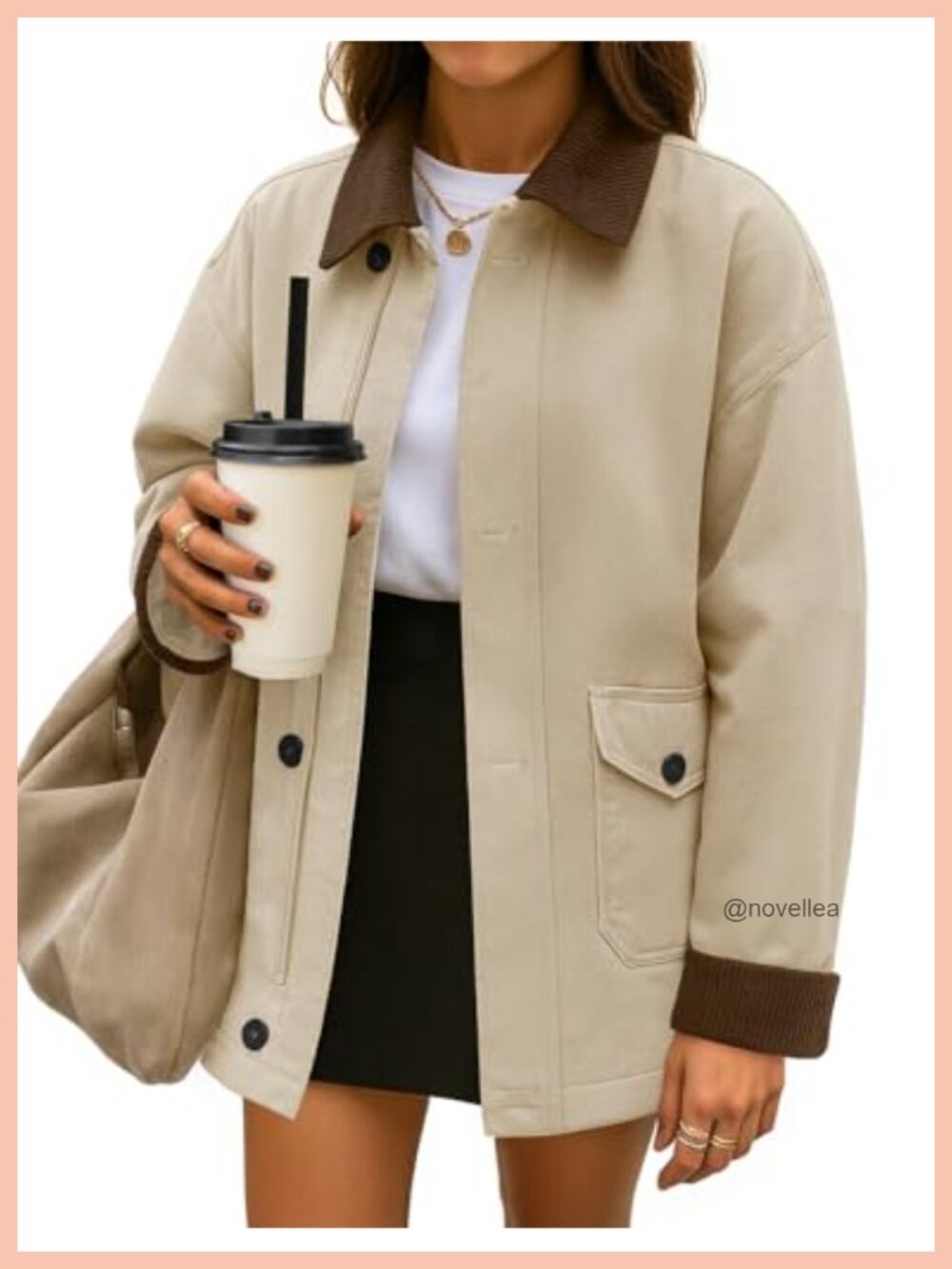 Lightweight Cotton Barn Jacket Loose Fit Zip Up Casual Coat